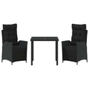 Have Spisebordssæt med pude 3 pcs Sort polyrattan