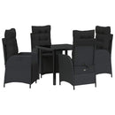 Have Spisebordssæt med pude 5 pcs Sort polyrattan