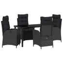 Have Spisebordssæt med pude 5 pcs Sort polyrattan