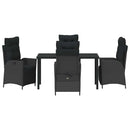 Have Spisebordssæt med pude 5 pcs Sort polyrattan
