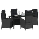 Have Spisebordssæt med pude 5 pcs Sort polyrattan