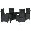 Have Spisebordssæt med pude 5 pcs Sort polyrattan