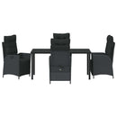 Have Spisebordssæt med pude 5 pcs Sort polyrattan