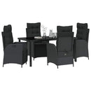 Have Spisebordssæt med pude 5 pcs Sort polyrattan