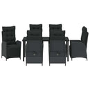 Have Spisebordssæt med pude 7 pcs Sort polyrattan