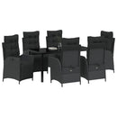 Have Spisebordssæt med pude 7 pcs Sort polyrattan