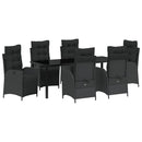 Have Spisebordssæt med pude 7 pcs Sort polyrattan