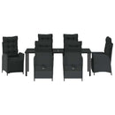 Have Spisebordssæt med pude 7 pcs Sort polyrattan