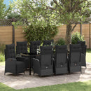 Have Spisebordssæt med pude 9 pcs Sort polyrattan