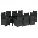 Have Spisebordssæt med pude 9 pcs Sort polyrattan