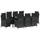 Have Spisebordssæt med pude 9 pcs Sort polyrattan