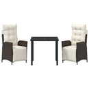 Have Spisebordssæt med pude 3 pcs Brun polyrattan