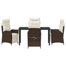Have Spisebordssæt med pude 5 pcs Brun polyrattan