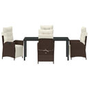 Have Spisebordssæt med pude 5 pcs Brun polyrattan