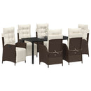 Have Spisebordssæt med pude 7 pcs Brun polyrattan