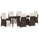 Have Spisebordssæt med pude 7 pcs Brun polyrattan