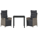 Have Spisebordssæt med pude 3 pcs Grå polyrattan