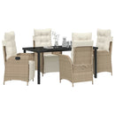 Have Spisebordssæt med pude 5 pcs Beige polyrattan