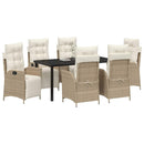 Have Spisebordssæt med pude 7 pcs Beige polyrattan