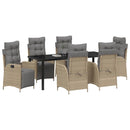 Have Spisebordssæt med pude 7 pcs Beige polyrattan