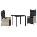 Have Spisebordssæt med pude 3 pcs Lysegrå polyrattan