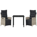 Have Spisebordssæt med pude 3 pcs Lysegrå polyrattan