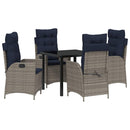 Have Spisebordssæt med pude 5 pcs Grå og sort Rattan