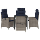Have Spisebordssæt med pude 5 pcs Grå og sort Rattan