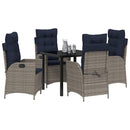 Have Spisebordssæt med pude 5 pcs Grå og sort Rattan