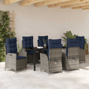 Have Spisebordssæt med pude 7 pcs Grå og sort Rattan