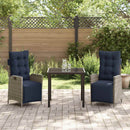 Have Spisebordssæt med pude 3 pcs Grå og sort Rattan