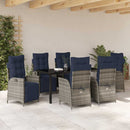 Have Spisebordssæt med pude 7 pcs Grå og sort Rattan