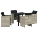 Have Spisebordssæt 5 pcs Lysegrå polyrattan