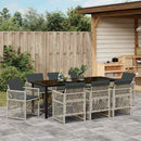 Have Spisebordssæt 9 pcs Lysegrå polyrattan
