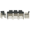 Have Spisebordssæt 9 pcs Lysegrå polyrattan