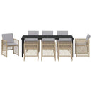 Have Spisebordssæt 9 pcs Beige polyrattan