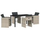 Have Spisebordssæt 5 pcs Lysegrå polyrattan