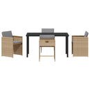 Have Spisebordssæt 5 pcs Beige polyrattan