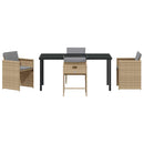 Have Spisebordssæt 5 pcs Beige polyrattan