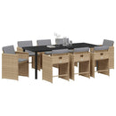 Have Spisebordssæt 9 pcs Beige polyrattan