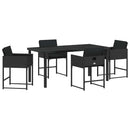 Have Spisebordssæt 5 pcs Sort polyrattan