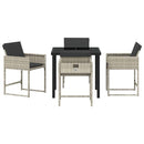 Have Spisebordssæt 5 pcs Lysegrå polyrattan