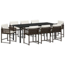 Have Spisebordssæt 9 pcs Brun polyrattan