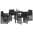 Have Spisebordssæt 5 pcs Sort polyrattan
