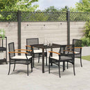 Have Spisebordssæt med pude 5 pcs Sort Rattan
