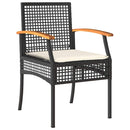 Have Spisebordssæt med pude 5 pcs Sort Rattan