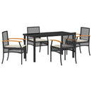 Have Spisebordssæt med pude 5 pcs Sort Rattan