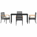Have Spisebordssæt med pude 5 pcs Sort Rattan