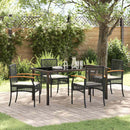 Have Spisebordssæt med pude 5 pcs Sort Rattan