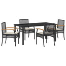 Have Spisebordssæt med pude 5 pcs Sort Rattan